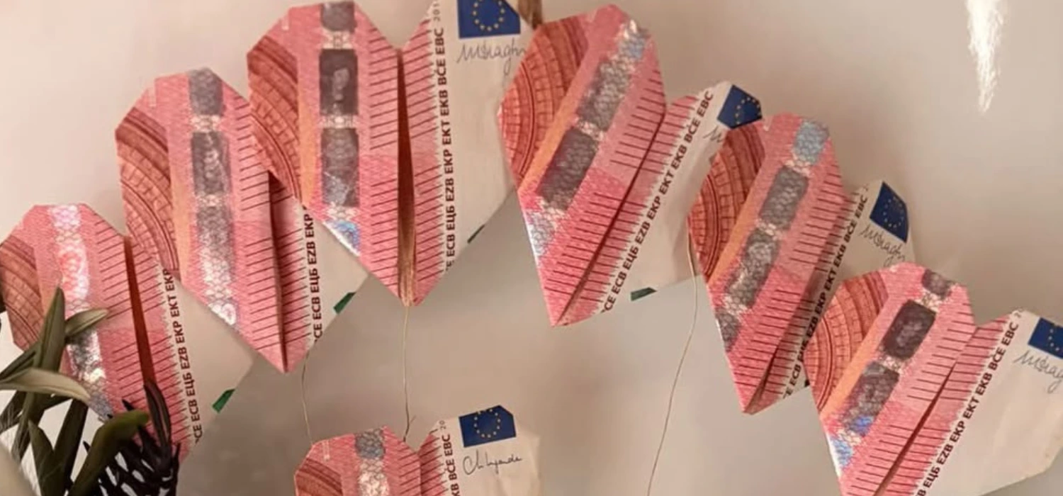 Geldschein falten Herz