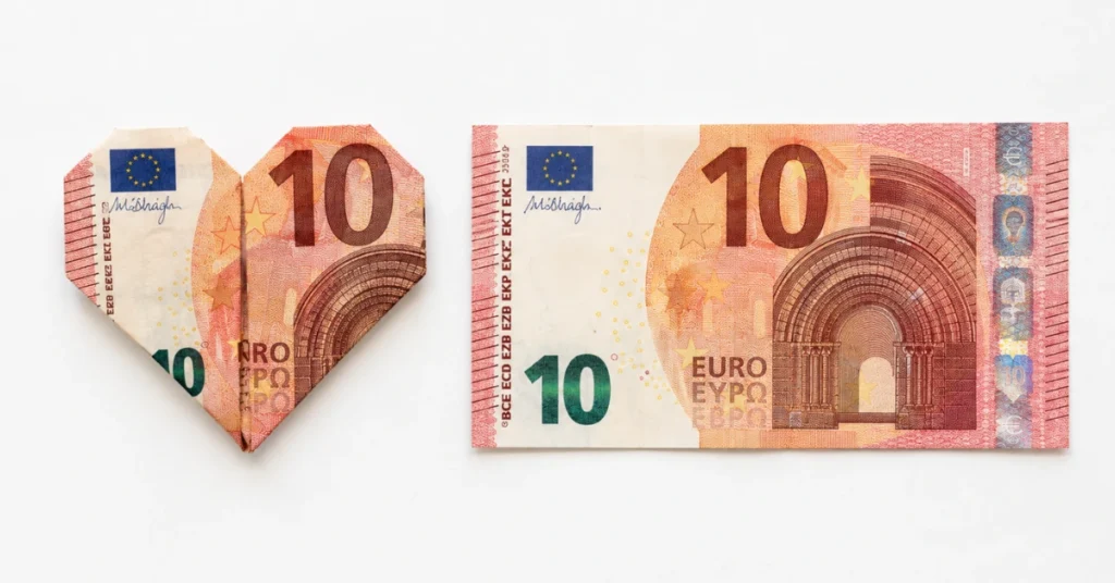 Geldscheine falten herz 10 euro