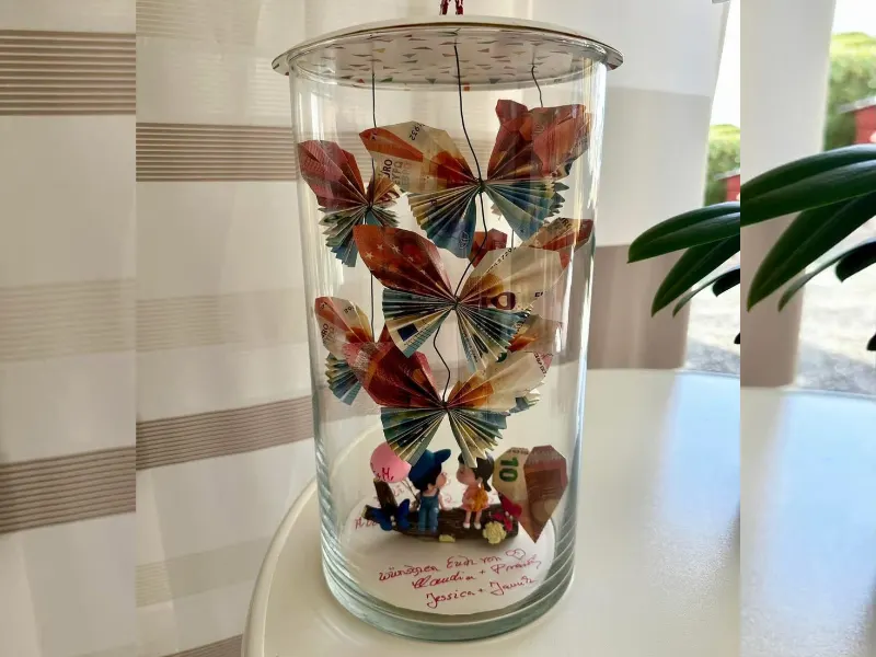 Vorratsglas oder Vase als Geldgeschenk zum Geburtstag